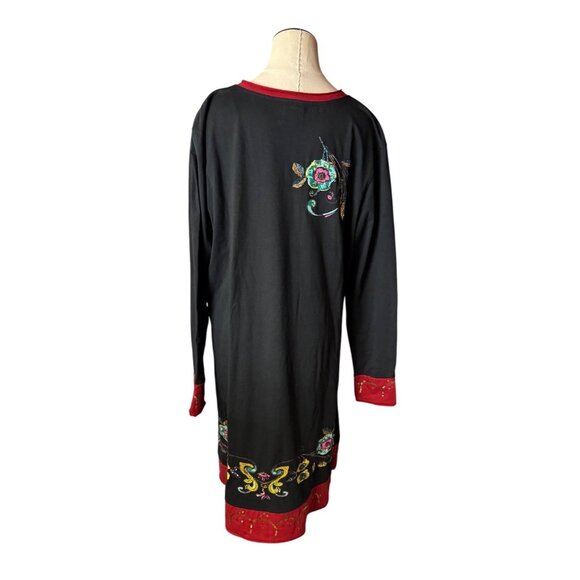 Double D Ranch 2XL Black Tunic Dress Embroidered Boho Hippie Western Mexican - Picture 4 of 15